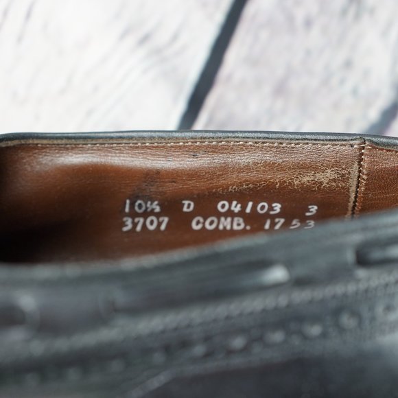 Allen Edmonds Arlington Black Leather 10.5 Mens Shoe Wingtip Brogues Tassels USA - Picture 6 of 16